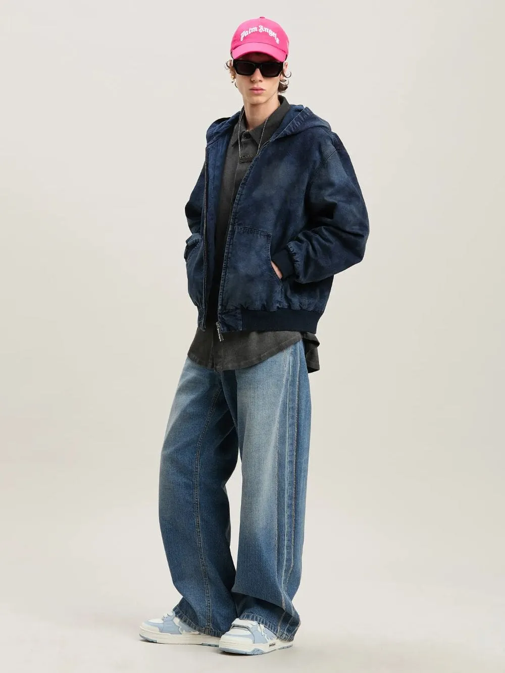 Light Blue Lasered Logo Denim Pants