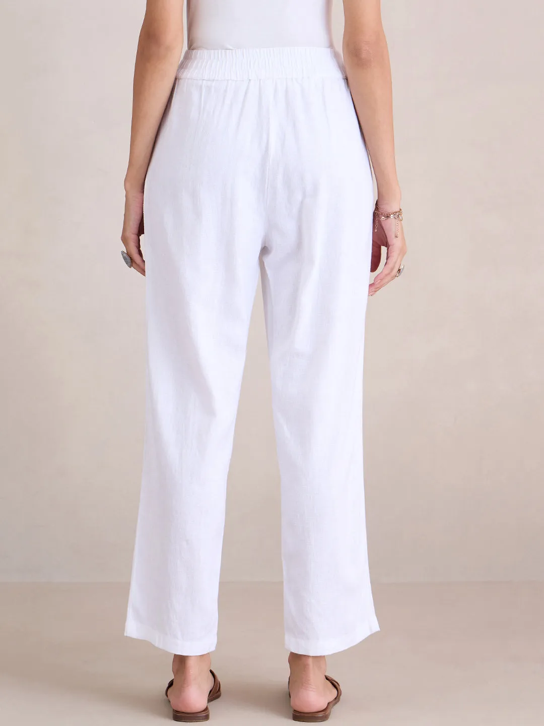 Linen Blend White Pant