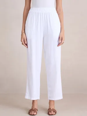 Linen Blend White Pant