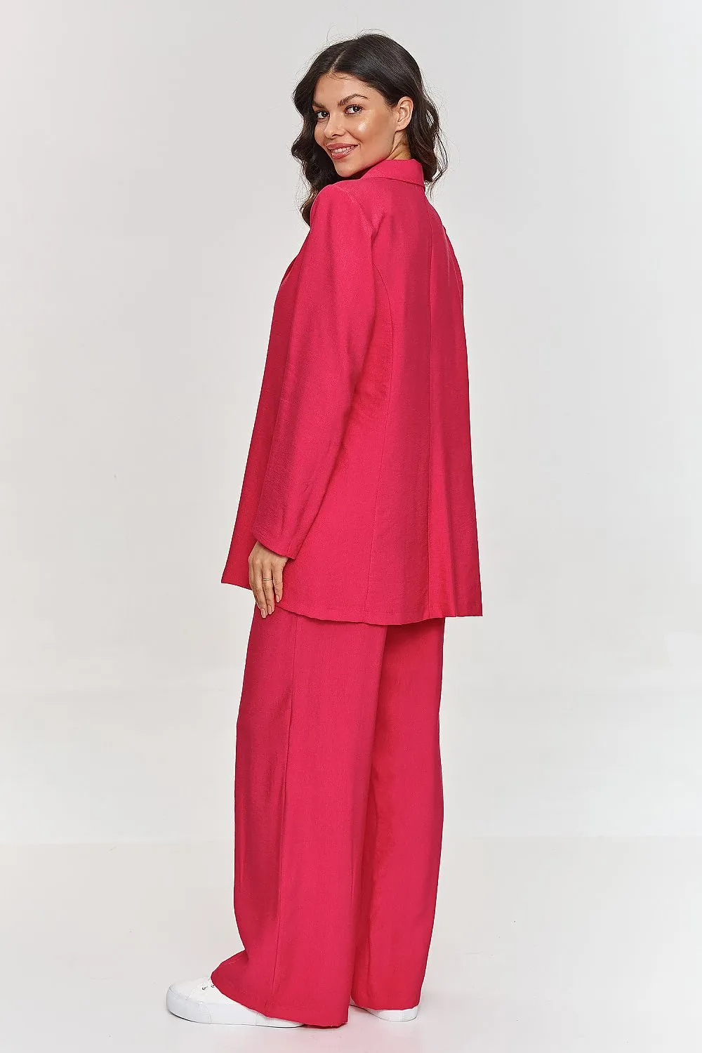 Loose-cut jacketwith wide-legged pants set