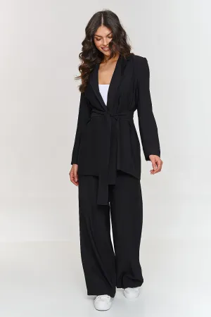 Loose-cut jacketwith wide-legged pants set