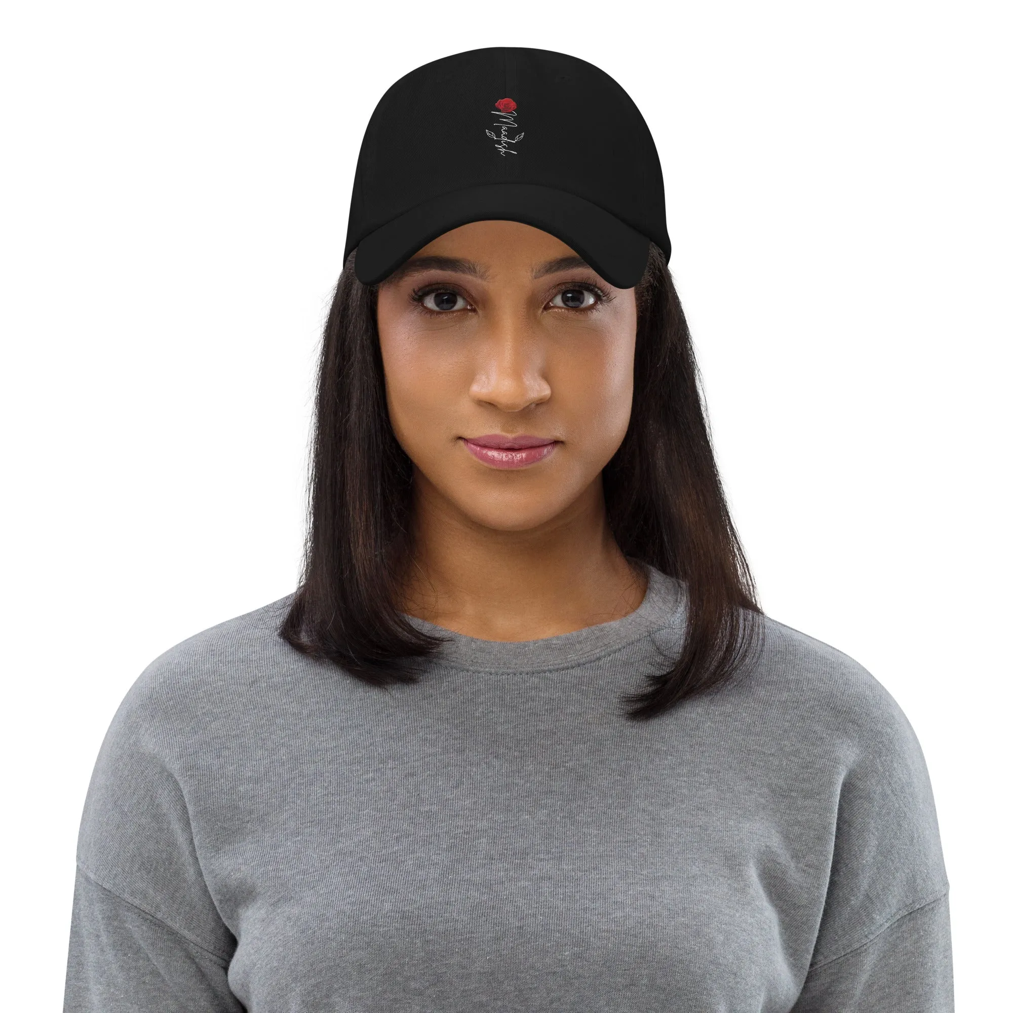 Maadish | Black Hat with Maadish Rose