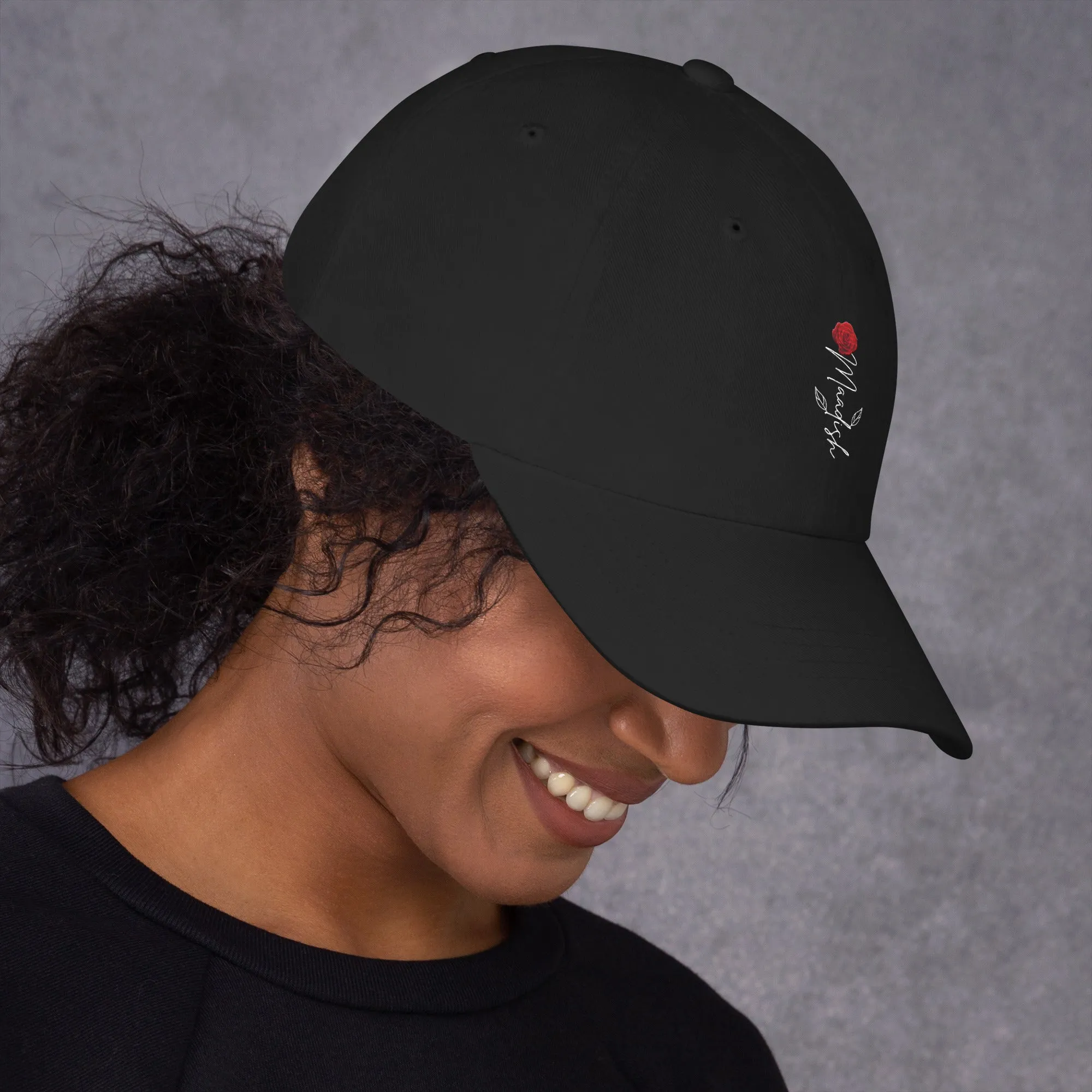 Maadish | Black Hat with Maadish Rose