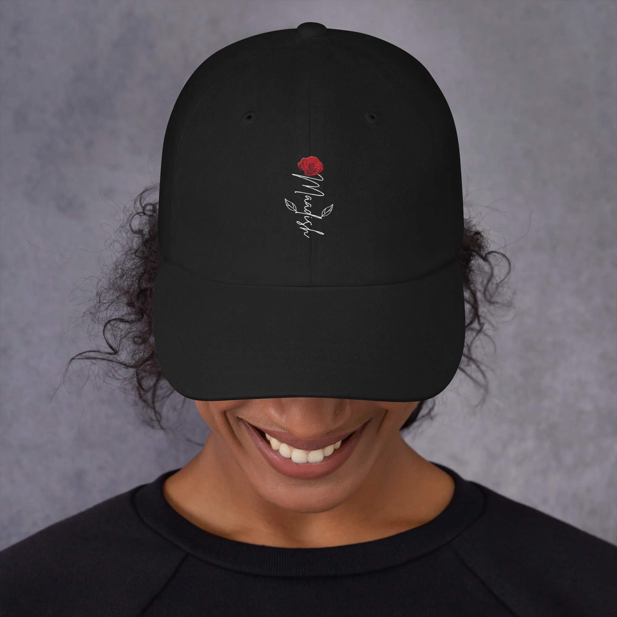 Maadish | Black Hat with Maadish Rose
