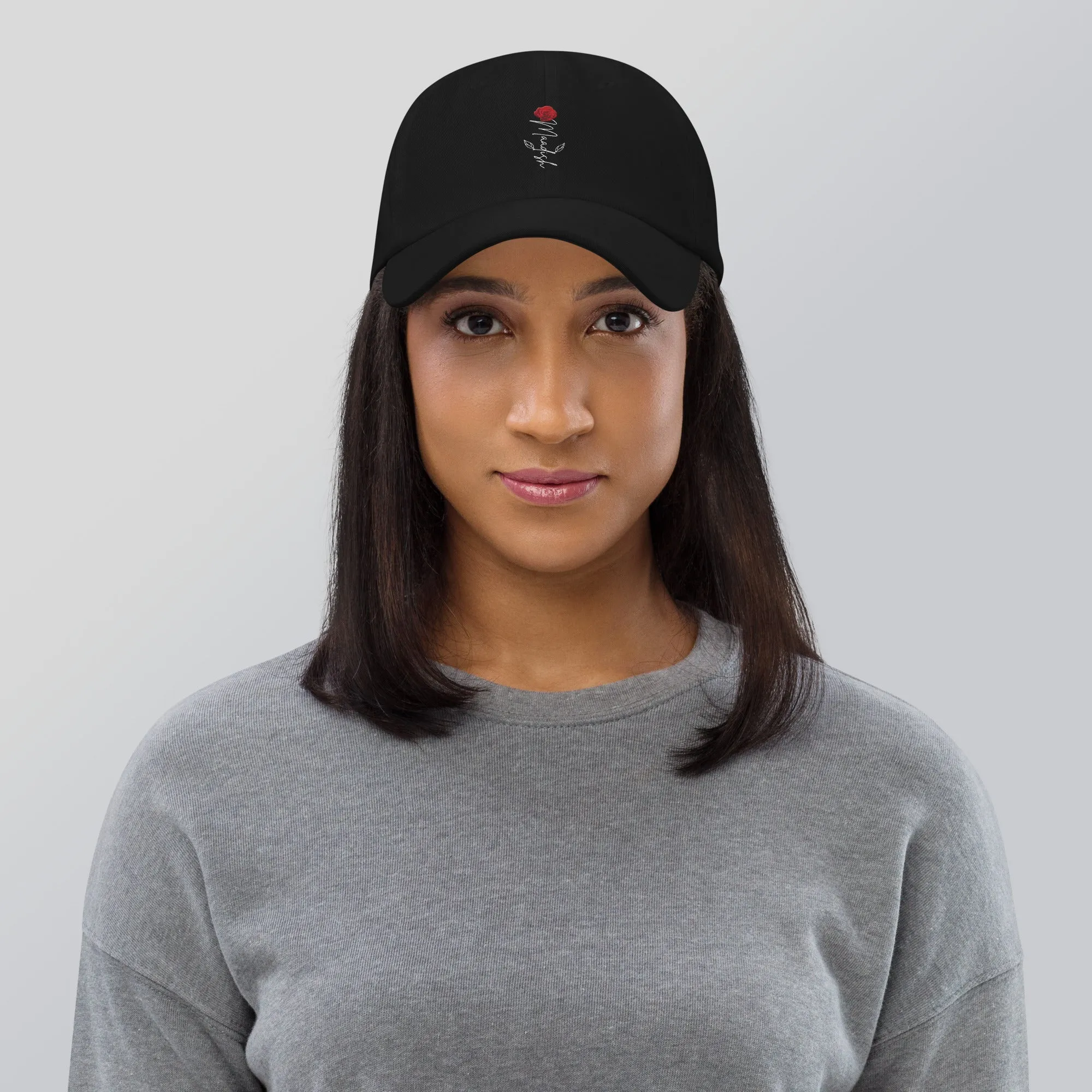 Maadish | Black Hat with Maadish Rose