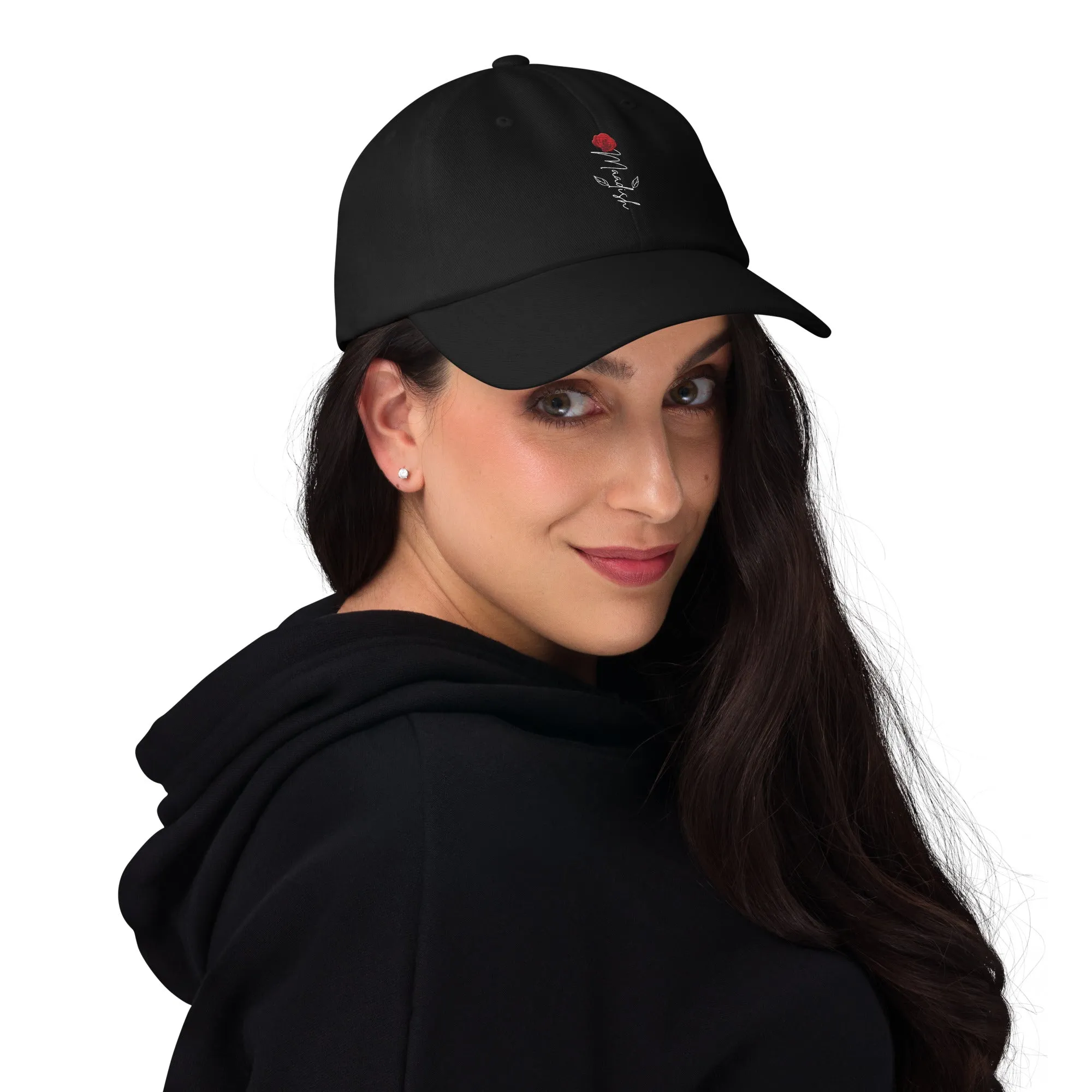 Maadish | Black Hat with Maadish Rose