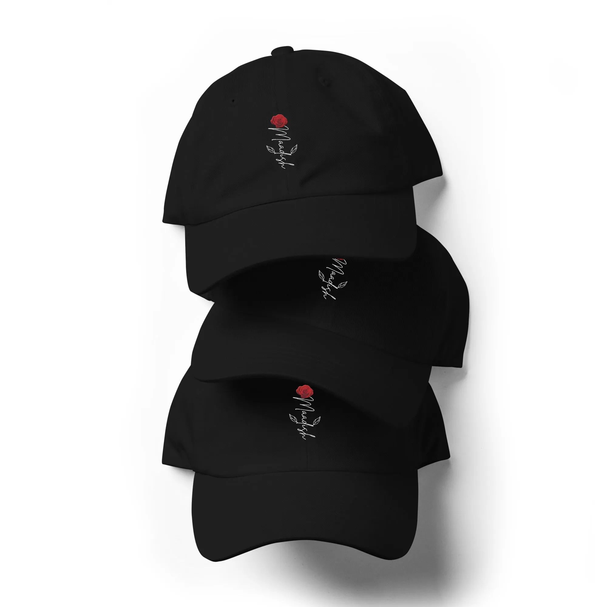 Maadish | Black Hat with Maadish Rose