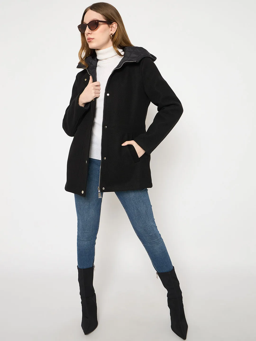 Madame Reversible Black Quilted Reversible Down Jacket