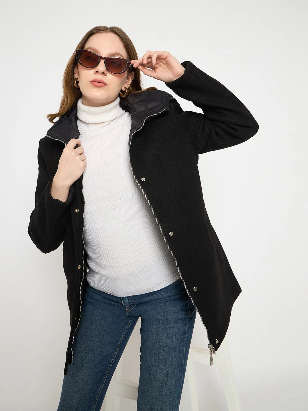 Madame Reversible Black Quilted Reversible Down Jacket