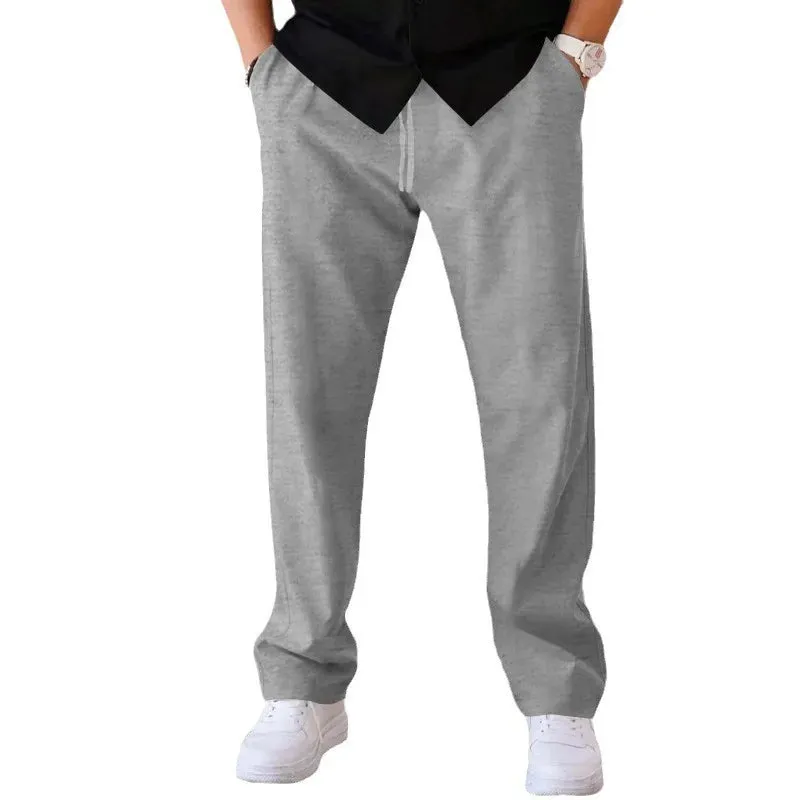 Men Casual Loose Drawstring Wide Leg Straight Trousers 2411009406