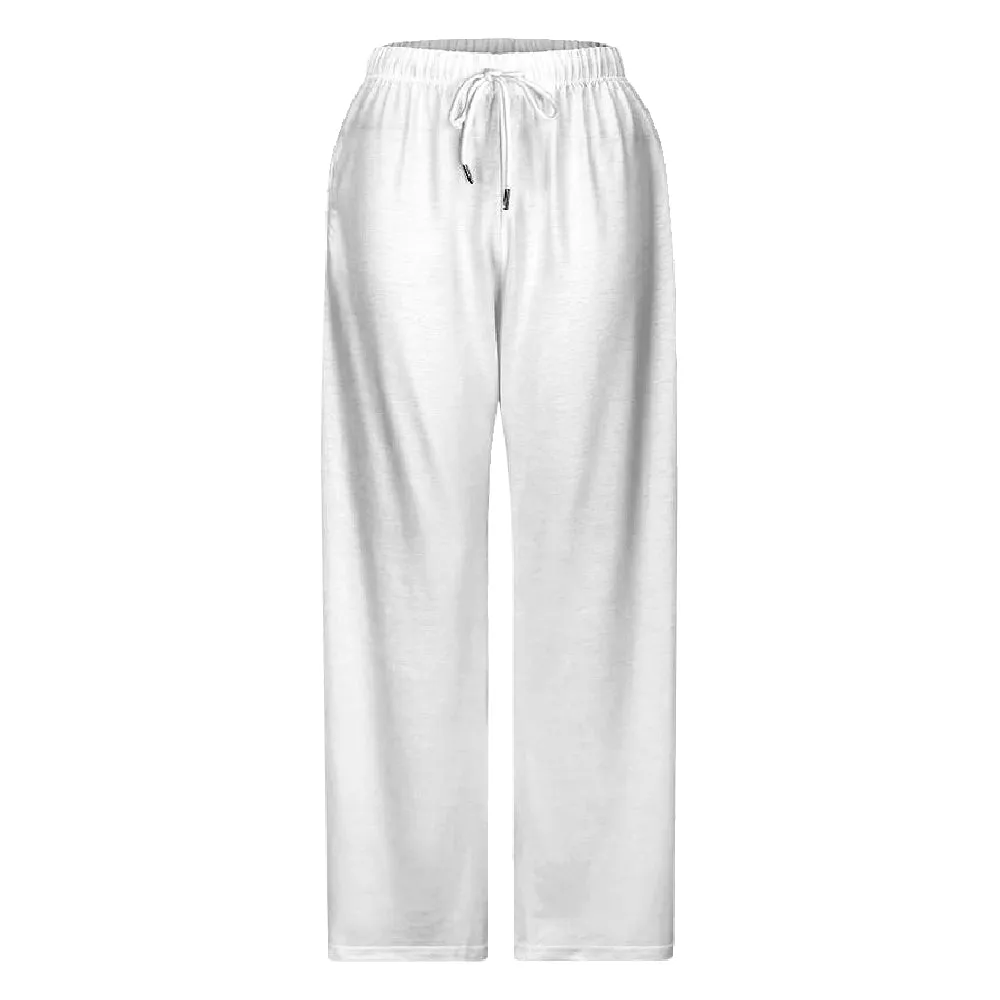 Men Casual Loose Drawstring Wide Leg Straight Trousers 2411009406