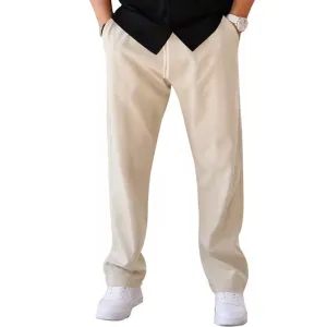Men Casual Loose Drawstring Wide Leg Straight Trousers 2411009406