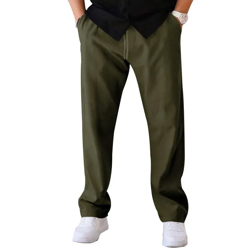 Men Casual Loose Drawstring Wide Leg Straight Trousers 2411009406