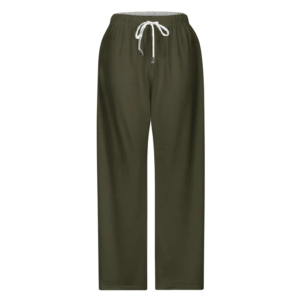 Men Casual Loose Drawstring Wide Leg Straight Trousers 2411009406