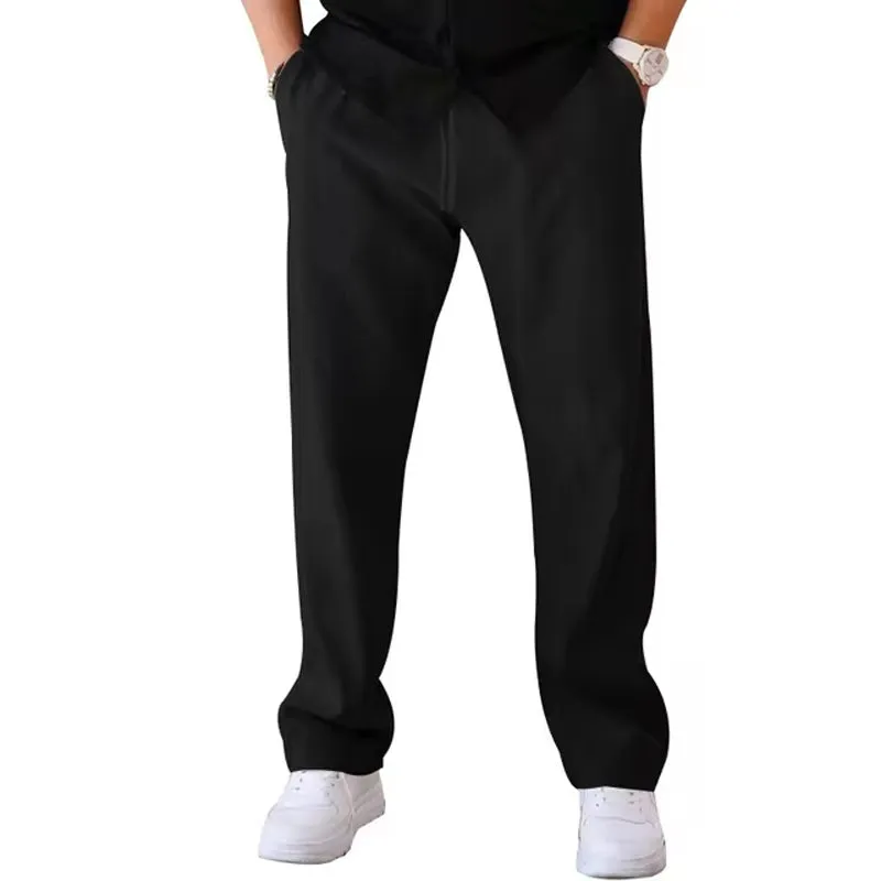 Men Casual Loose Drawstring Wide Leg Straight Trousers 2411009406