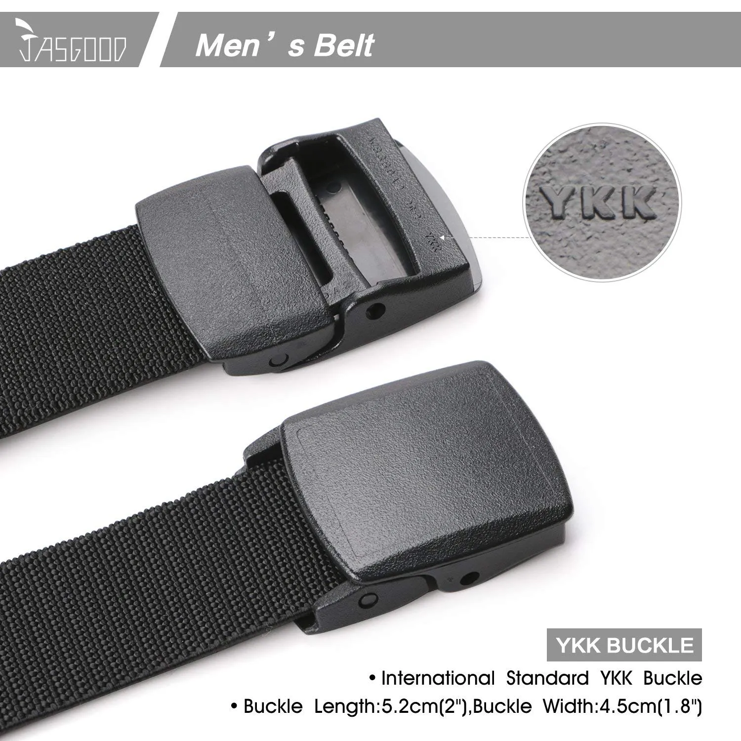 Men's Elastic Stretch Belt, JASGOOD Outdoor Plastic Belt with Removable Buckle Hiking Belt 38mm