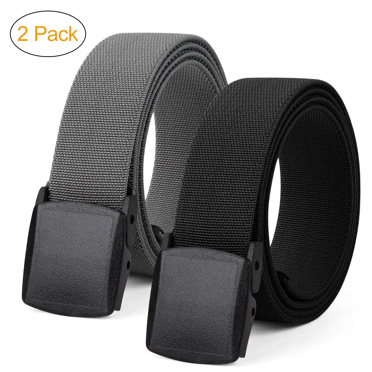 Men's Elastic Stretch Belt, JASGOOD Outdoor Plastic Belt with Removable Buckle Hiking Belt 38mm