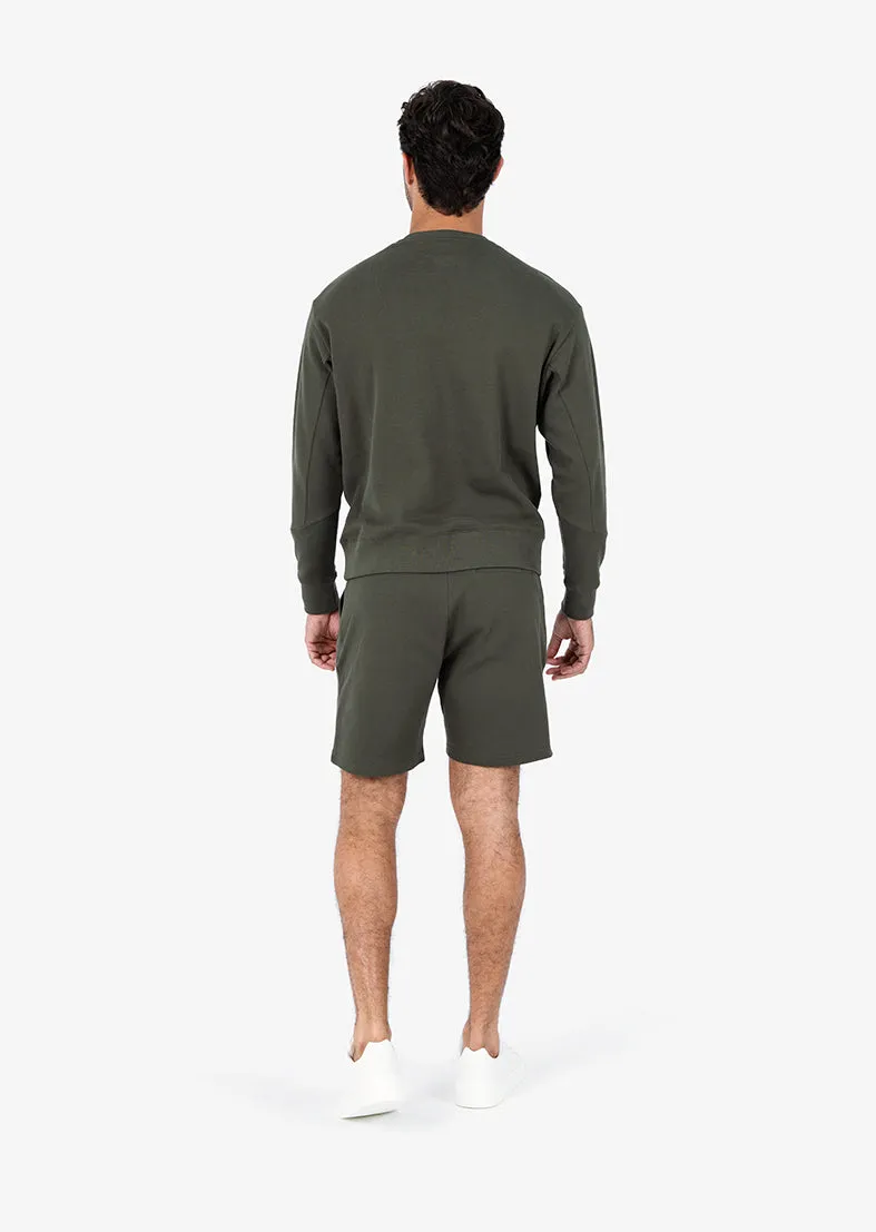 Mens Premium Textured Crew Neck Sweat Army Green