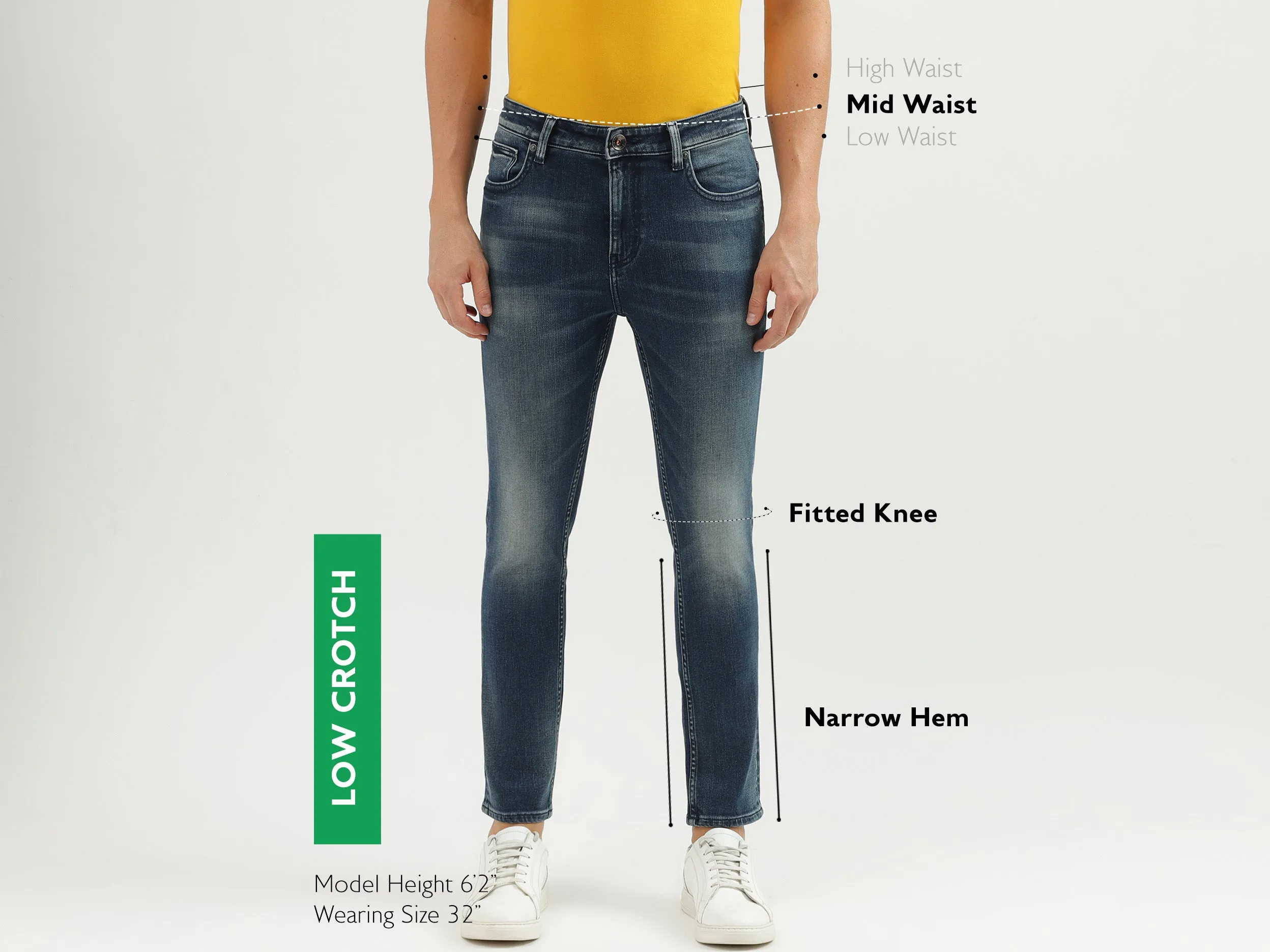 Men's Solid Low Crotch Jeans