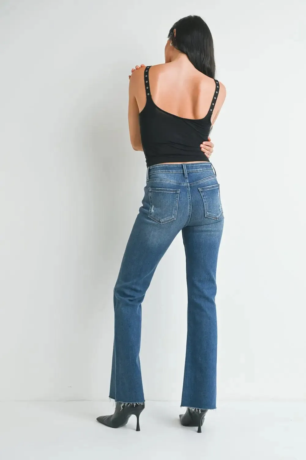 MID RISE FLARE DENIM JEANS