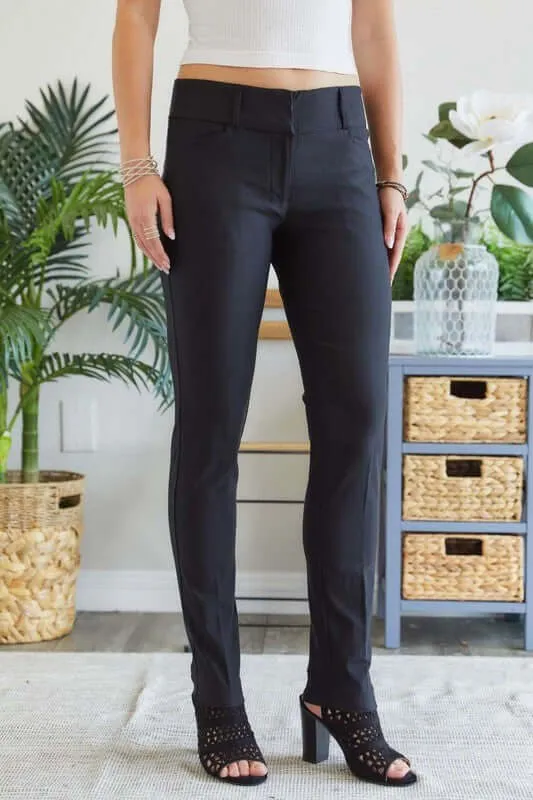 Mid Rise Skinny Pants in Black