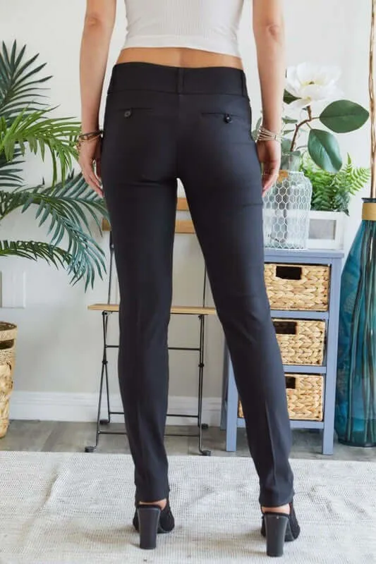 Mid Rise Skinny Pants in Black