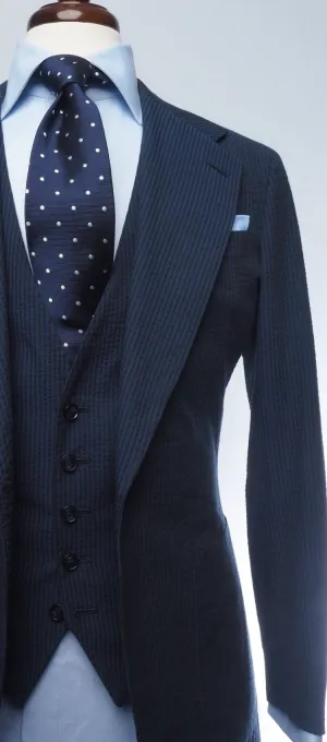 Midnight Navy Searsucker Suit