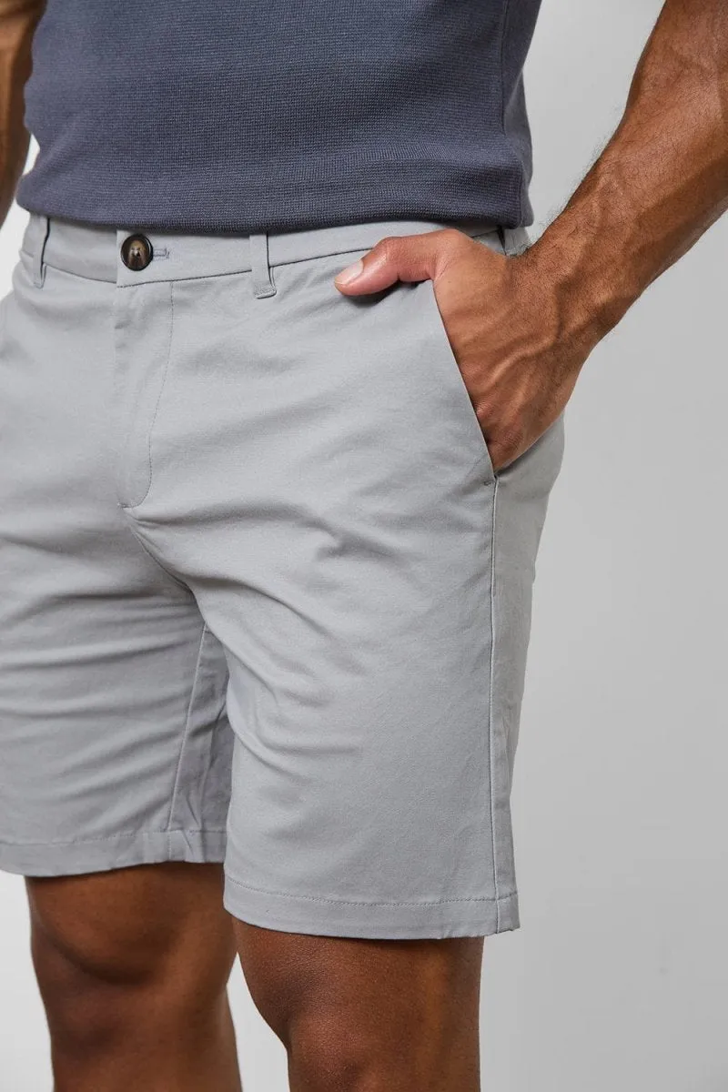 Muscle Fit Chino Shorts in Pale Grey