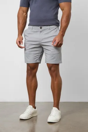 Muscle Fit Chino Shorts in Pale Grey