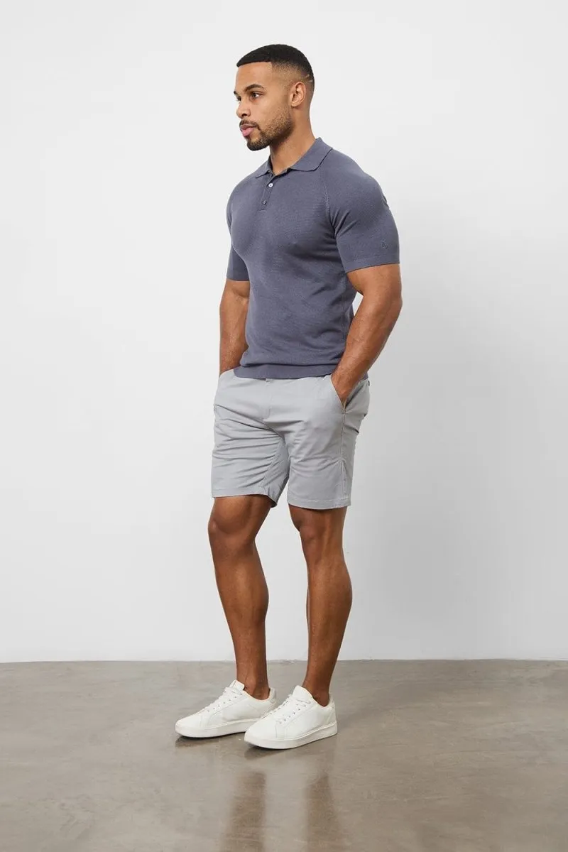 Muscle Fit Chino Shorts in Pale Grey