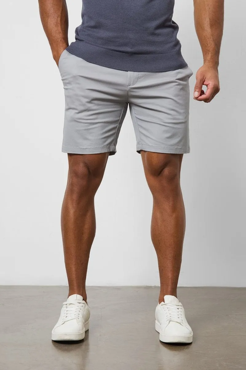 Muscle Fit Chino Shorts in Pale Grey