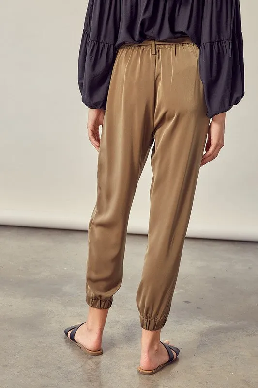 Mustard Seed Satin Pants with Belt