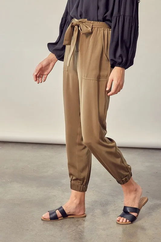 Mustard Seed Satin Pants with Belt