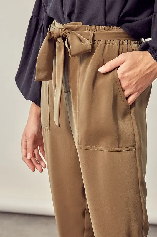 Mustard Seed Satin Pants with Belt