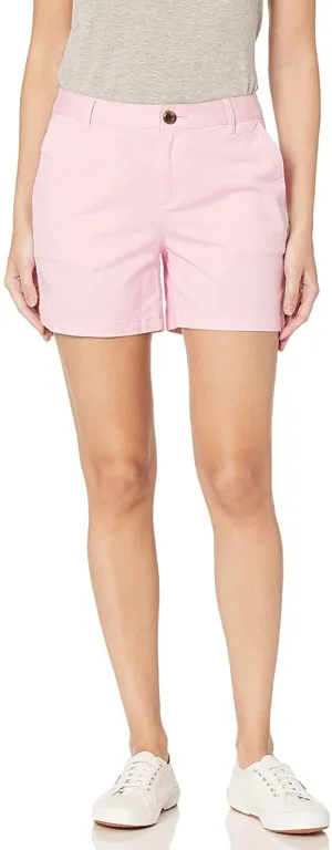 New Amazon Essentials Women's 5" Inseam Patterned Chino Short, Pink Sz 16!