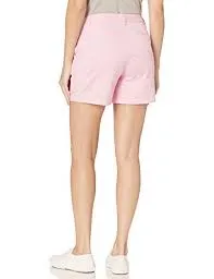 New Amazon Essentials Women's 5" Inseam Patterned Chino Short, Pink Sz 16!