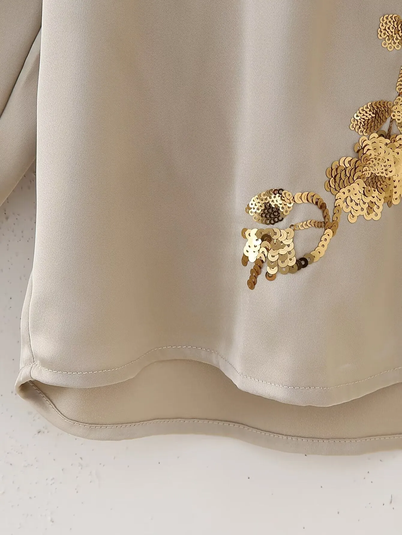 New Sequined Embroidered Loose-Fit Long Sleeve Shirt and Casual Pants Two-Piece Set S-240804-21