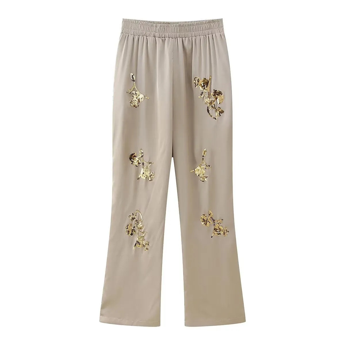 New Sequined Embroidered Loose-Fit Long Sleeve Shirt and Casual Pants Two-Piece Set S-240804-21