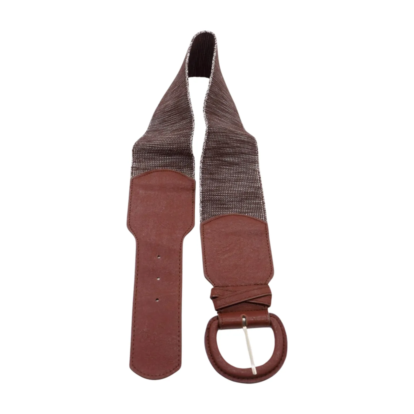 New Women Brown Stretch Faux Leather Elastic Distressed Belt Hip High Waist Size S M