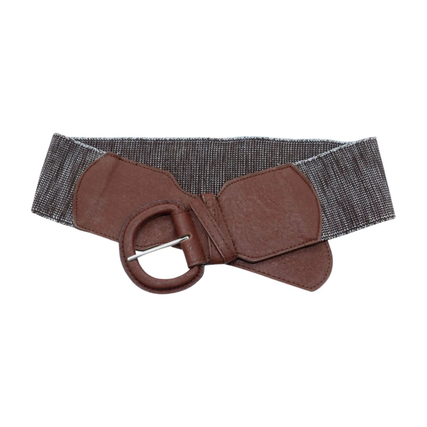 New Women Brown Stretch Faux Leather Elastic Distressed Belt Hip High Waist Size S M