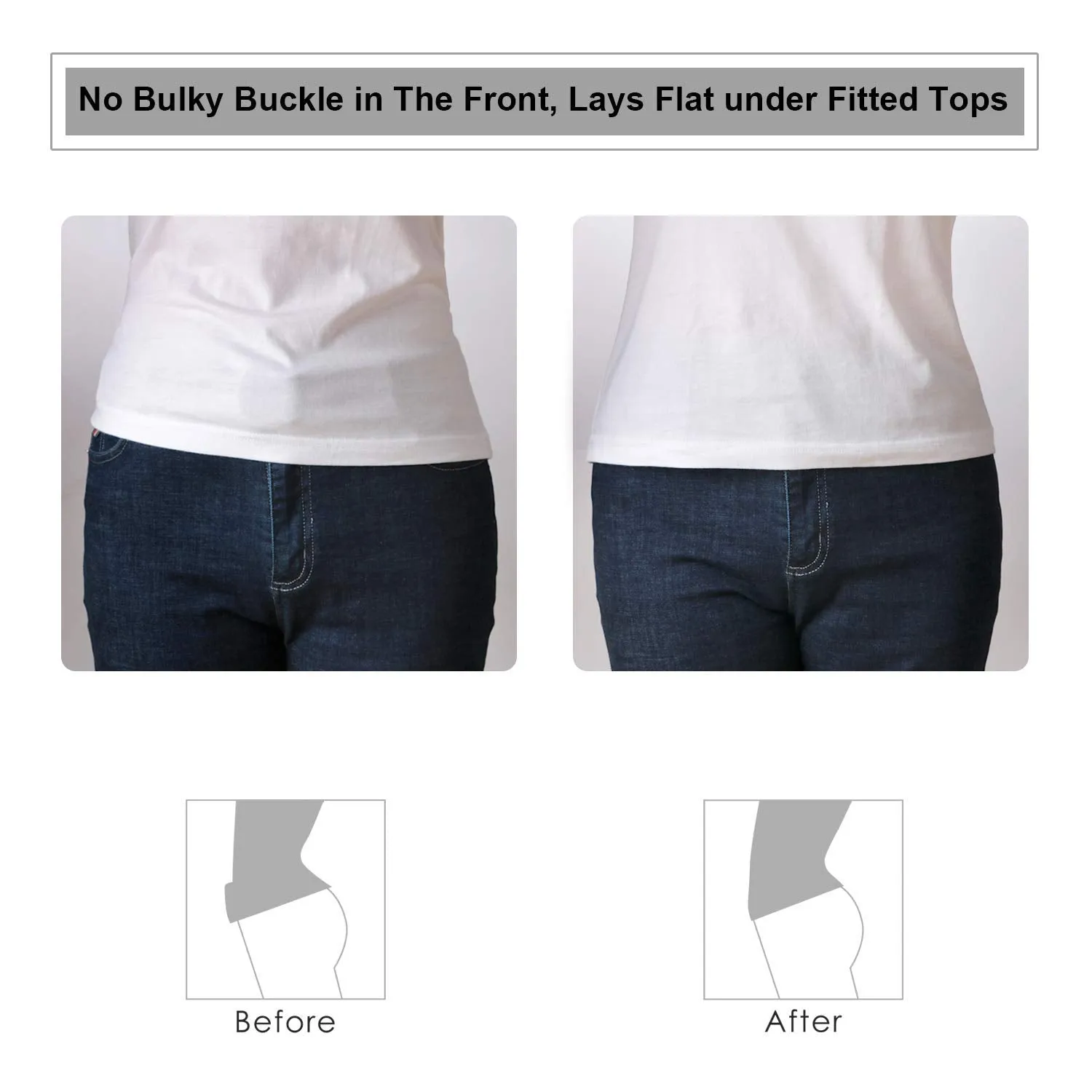 No Show Stretch Belt for Women Elastic Belt with Flat Buckle for Jeans Pants