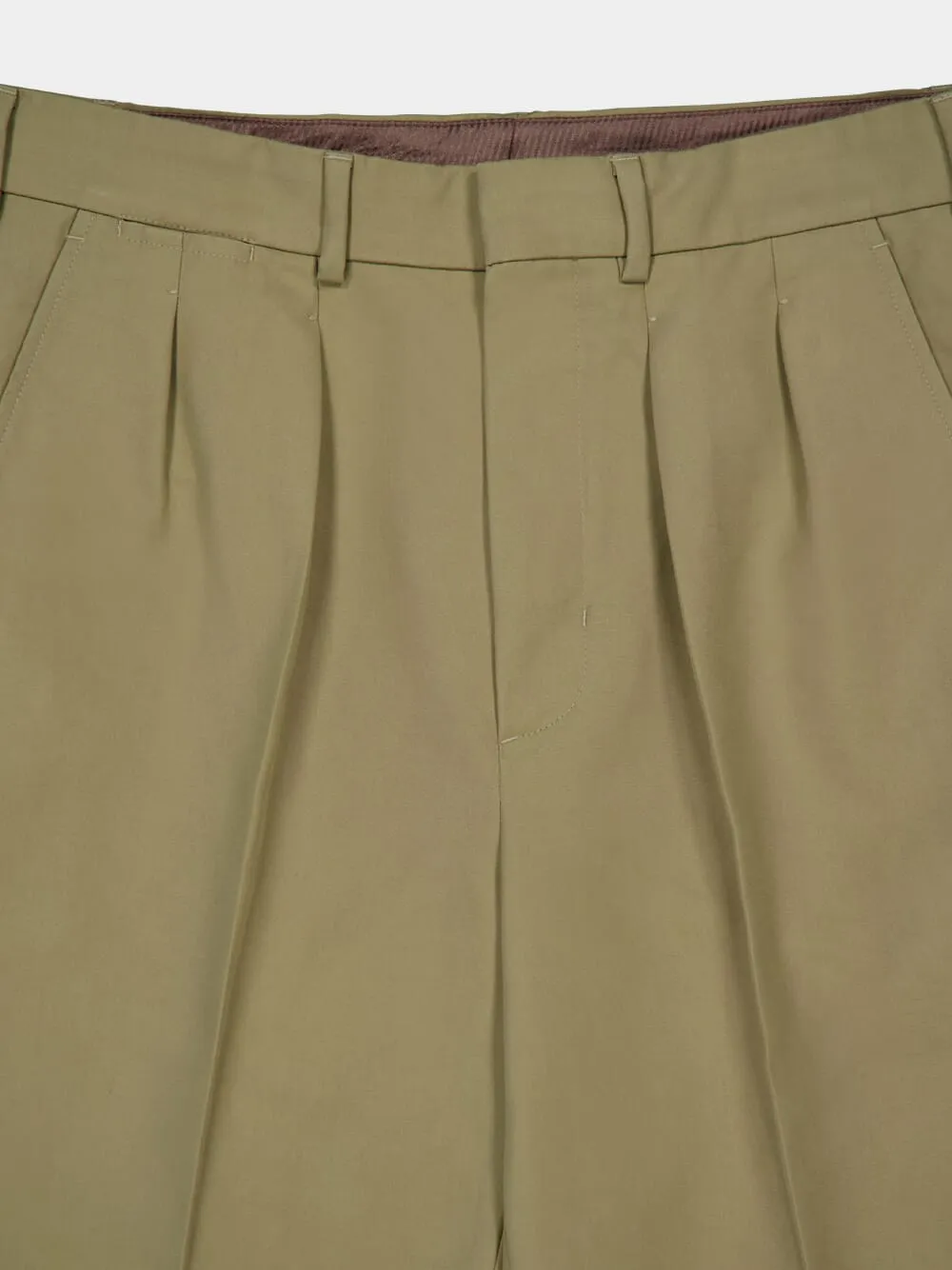 Olive Cotton Satin Pants
