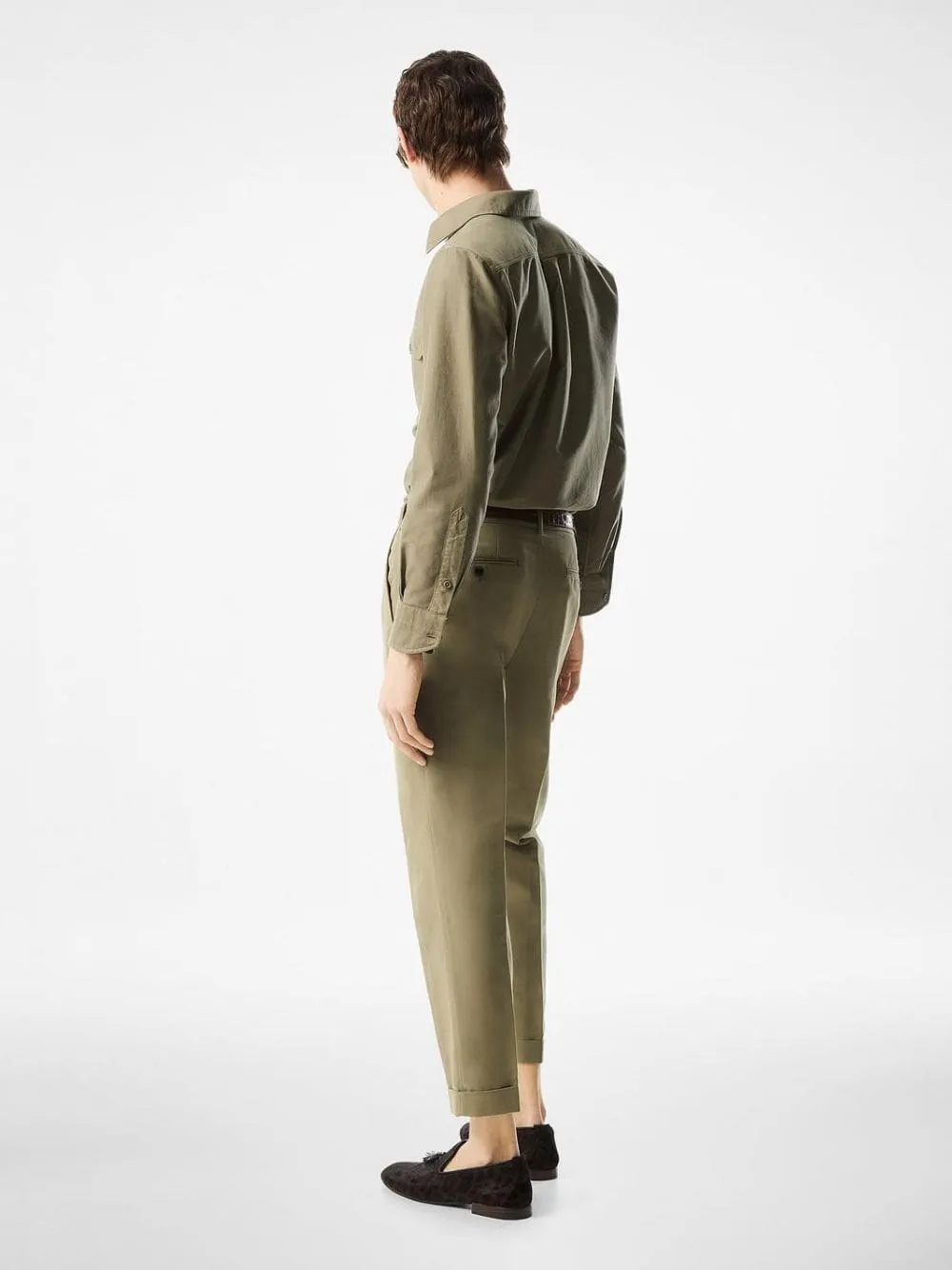 Olive Cotton Satin Pants