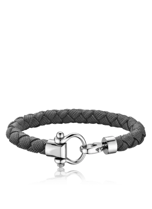 Omega Grey Braided Nylon and Stainless Steel Sailing Bracelet