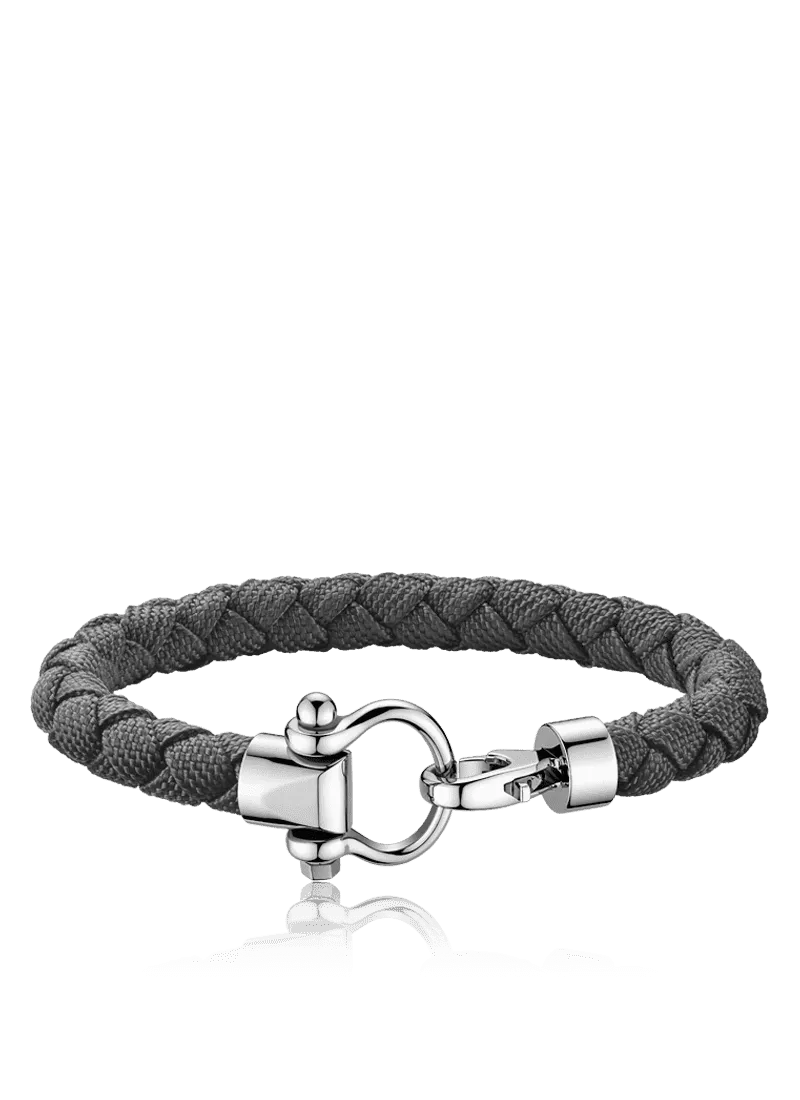 Omega Grey Braided Nylon and Stainless Steel Sailing Bracelet