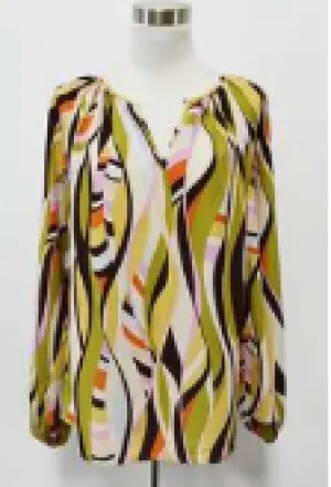 Ophelia Patterned Top in Olive