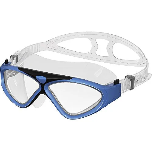OutdoorMaster Swim Mask - Wide View One-Piece Swimming Goggles with Super Leakproof Design, 100% UV Protection, Anti-Fog Coating & Free Protective Case - for Men, Women & Youth Blue