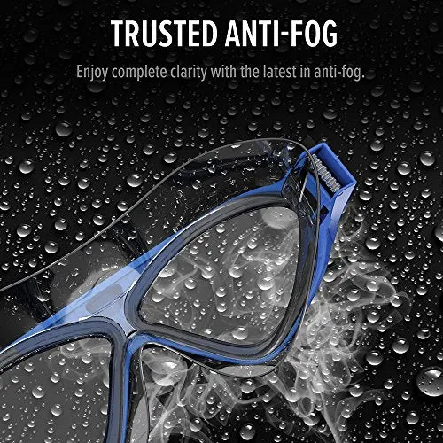 OutdoorMaster Swim Mask - Wide View One-Piece Swimming Goggles with Super Leakproof Design, 100% UV Protection, Anti-Fog Coating & Free Protective Case - for Men, Women & Youth Blue