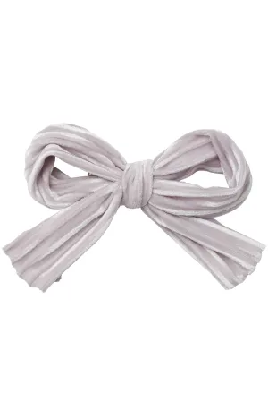Party Bow Clip - Silver Velvet Stripe