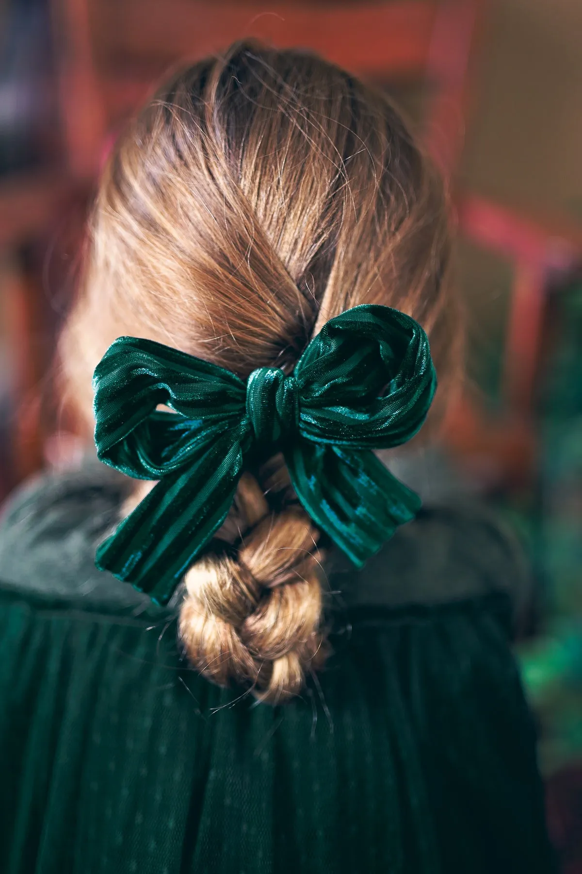 Party Bow Clip - Silver Velvet Stripe